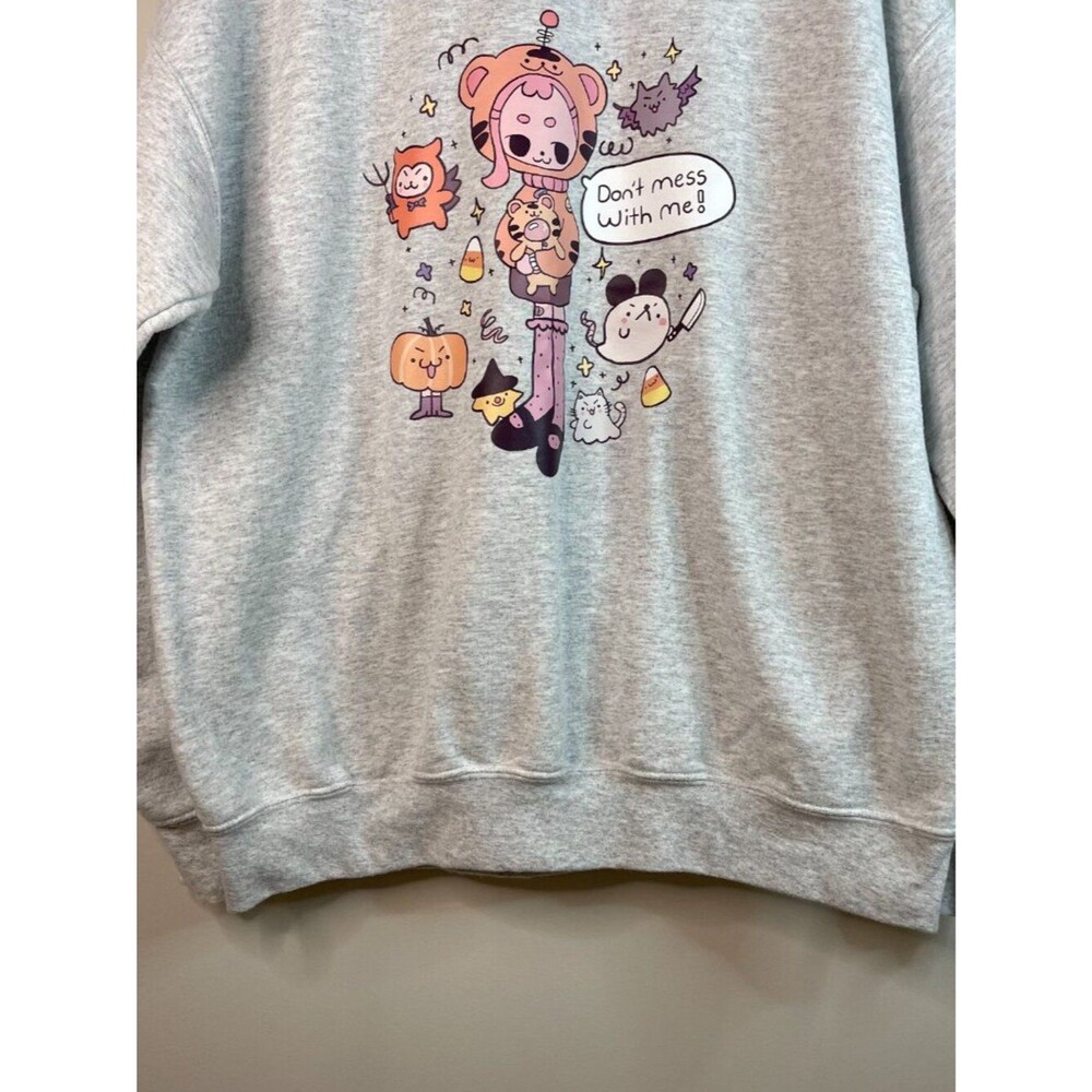 Halloween Don’t Mess With Me Sweatshirt – Ash Gray Graphic Crewneck Size L - Picture 4 of 7